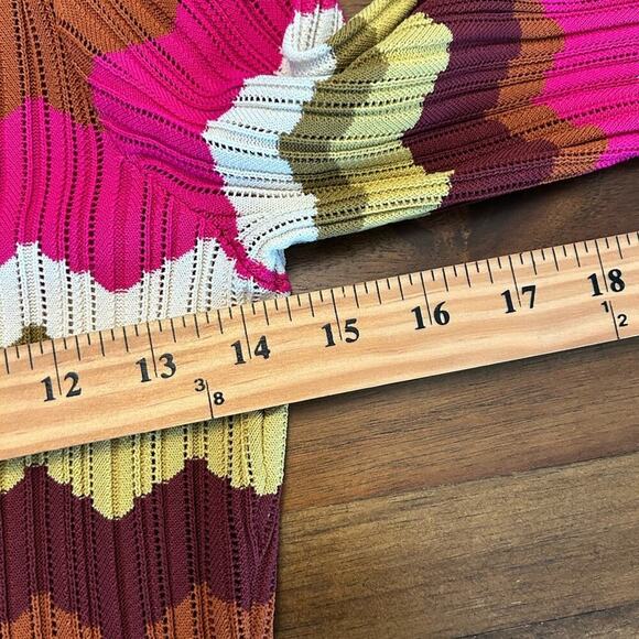 NWT Pinko Chevron Zig Zag Strip Midi Dress Pink Size Small - Picture 6 of 7